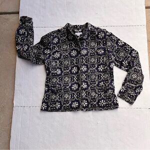 Charter Club Black and Cream Patterned Blazer Eclectic Grandpa